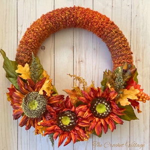 Crochet Wreath Pattern/ Wall Hanging Wreath Fall/ Halloween/Autumn Crochet Pattern/ Fall Wreath Pattern / Fall Decor // Woodland Wreath