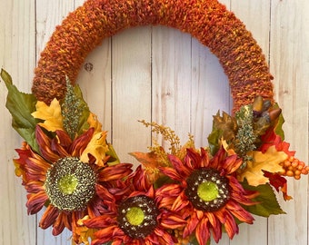 Crochet Wreath Pattern/ Wall Hanging Wreath Fall/ Halloween/Autumn Crochet Pattern/ Fall Wreath Pattern / Fall Decor // Woodland Wreath