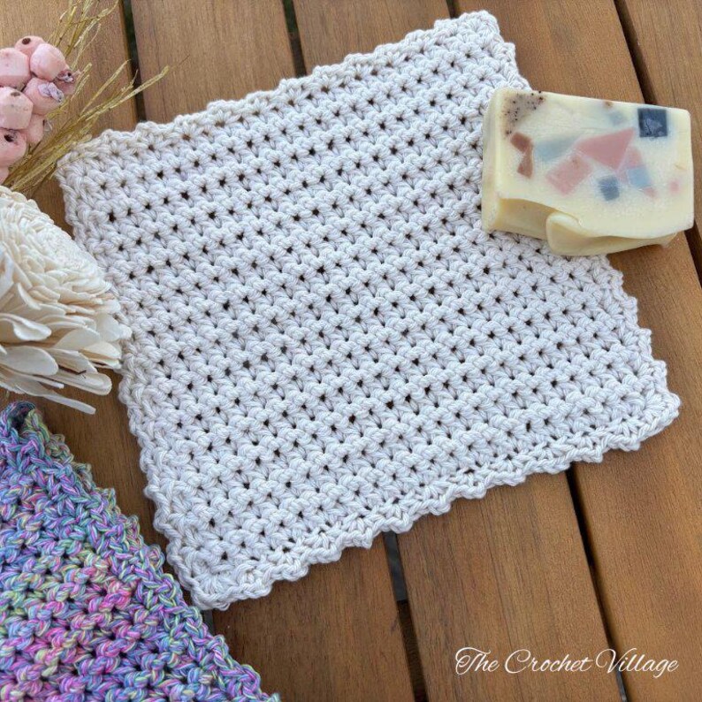 Crochet Dishcloth / Washcloth Pattern – Textured & Easy – Beginner-Friendly Facecloth with Border /Rosie’s Washcloth PDF / Crochet Gift Idea image 4