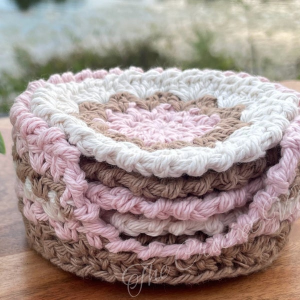 Magnolia Coasters & Holder Set Crochet Pattern. Crochet Coaster. Crochet Basket. Flower Coasters. Homemade Crochet Home Decor. Crochet Gift.