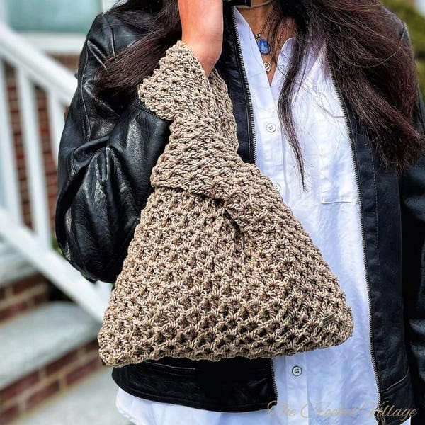 Japanese Knot Bag Crochet Pattern PDF, Easy Crochet Purse Pattern, Textured Stitch Tote Tutorial, Coco Knot Bag Instant Download