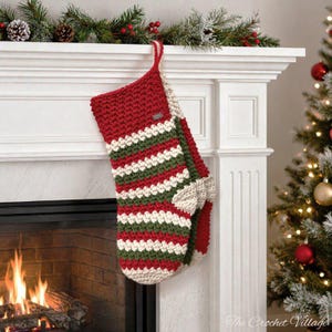 North Pole Christmas Stocking Crochet Pattern | Easy Large Holiday Stocking | DIY Xmas Decor