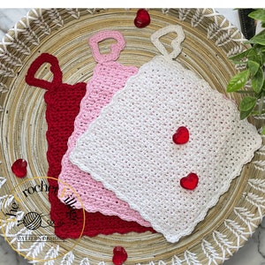 Sweetheart washcloth crochet pattern. Crochet Valentine&#39;s day gift. Crochet facecloth Crochet dishcloth Crochet heart Easy crochet pattern.