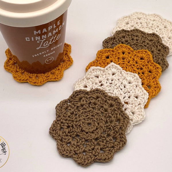 Biscotti Coasters Fall Crochet Pattern, Textured Coasters, Autumn Crochet, Crochet Gift, Handmade Coasters, Home Decor croche, Easy Crochet.