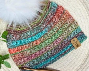Crochet Hat Pattern PDF | Star Stitch Beanie | Winter Hat Pattern | Top Down Crochet | Blossom Hat 6 Sizes Preemie to Adult