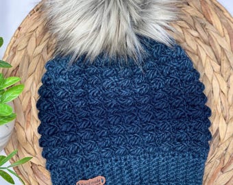 Easy Ribbed Beanie Crochet Pattern| Bottom Up Hat | Blue Moon Winter PDF Pattern | Child Teen Adult Sizes