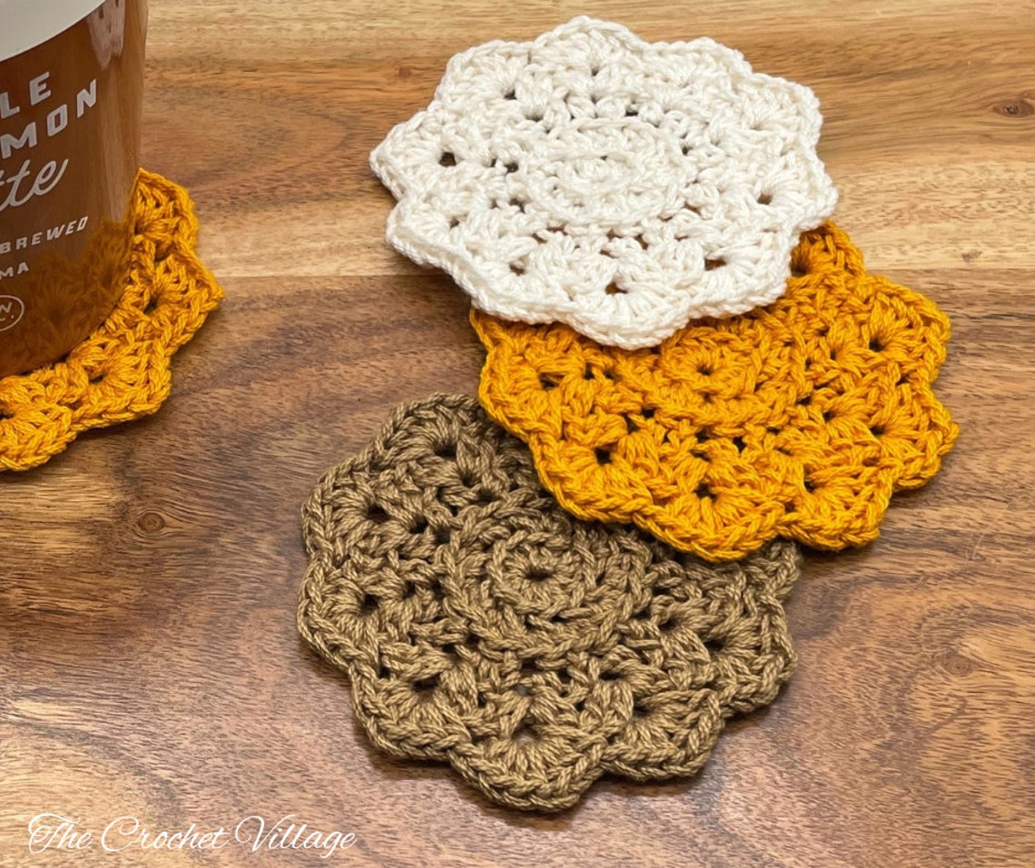 Golden Spice Crochet Coaster Pattern: Easy Fall Table Decor (PDF ...