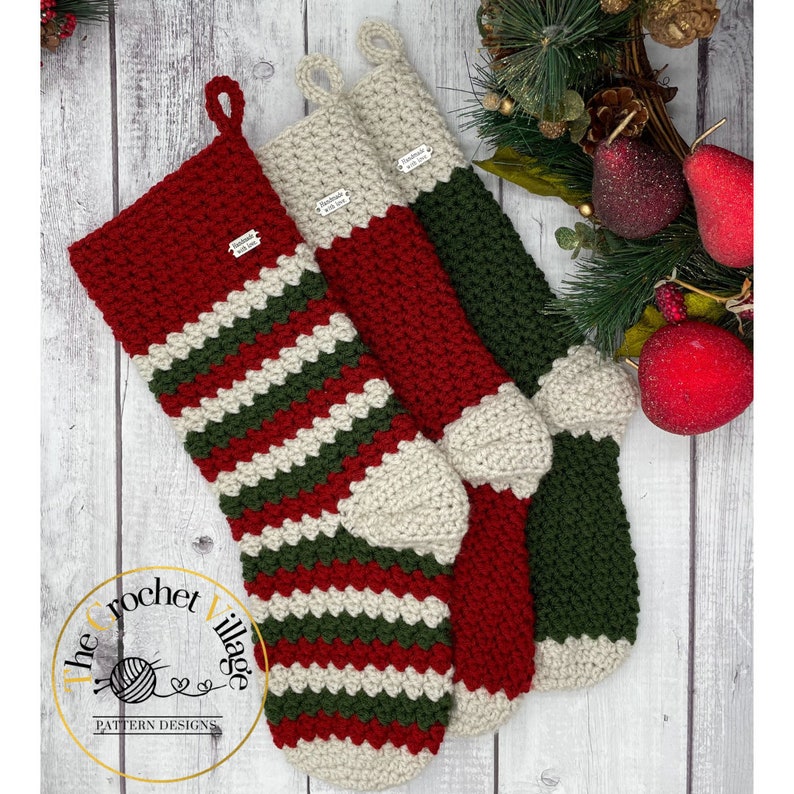 North Pole Christmas Stockings Crochet Pattern. Oversized Stocking crochet. Holidays Décor. Christmas Gifts Crochet. Easy Crochet Pattern image 4