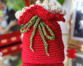 Noel Mini Gift Bag Crochet Pattern: Christmas Drawstring Pouch (PDF Pattern)