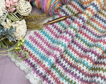 Easy Crochet Blanket Pattern | Fairmount Moss Stitch Throw | Weave Linen Granite | Any Size PDF