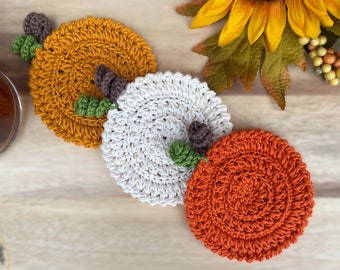 Pumpkin Patch Coasters Crochet Pattern, Fall Crochet Decor, Textured Coasters, Autumn Crochet, Crochet Gift, Handmade Coasters, DIY