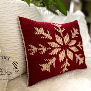 Snowflake Cushion Crochet Pattern. Modern Crochet. Christmas Crochet. Home décor crochet. Crochet Throw Pillow Cover