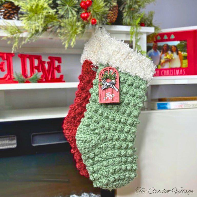 30 Christmas Stocking Crochet Patterns for Handmade Holiday Keepsakes 8 Winter Cove Oversized Christmas Stocking Pattern