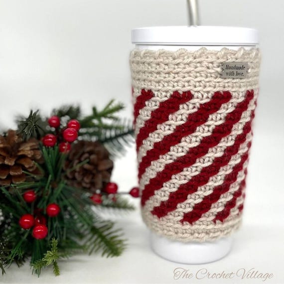 Crochet Cup Cozy Pattern| Easy Christmas Gift | Coffee Cup Sleeve Pattern | Holiday Crochet Gift | Beginner Friendly || Pepermint Cup Cover