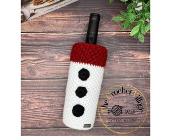 Frosty Wine Tote crochet pattern. Housewarming wine Crochet Bag. Wine carrier crochet. Bottle holder crochet. Christmas crochet gift