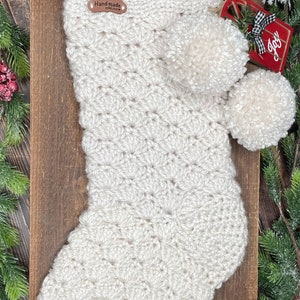 Snowball Christmas Stockings Crochet Pattern. Holidays crochet gift. Christmas crochet décor. Oversized and textured Crochet Stockings. image 2