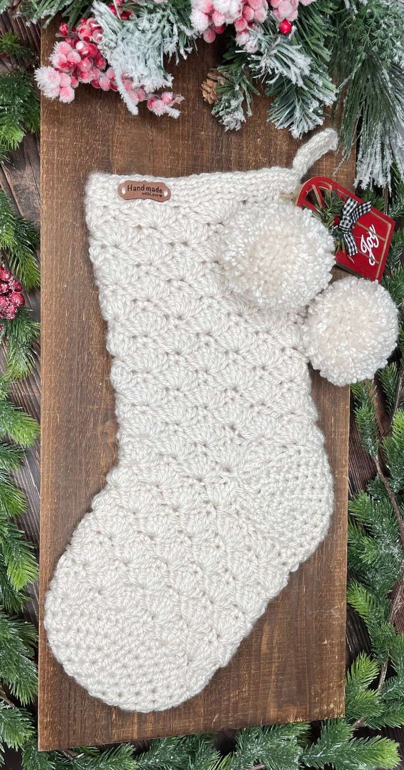 Snowball Christmas Stockings Crochet Pattern. Holidays crochet gift. Christmas crochet décor. Oversized and textured Crochet Stockings. image 2