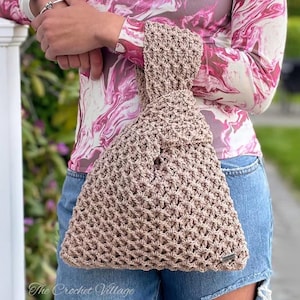 Japanese Knot Bag Crochet Pattern PDF, Easy Crochet Purse Pattern, Textured Stitch Tote Tutorial, Coco Knot Bag Instant Download image 3