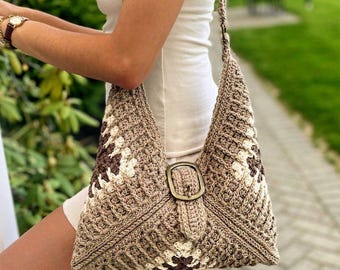 Granny Square Crochet Bag Pattern | Easy Tote Bag | Vicki Bag PDF | Shoulder Purse Pattern