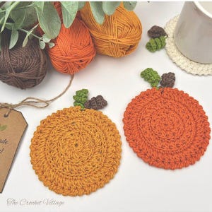 Crochet Pumpkin Coaster Pattern, Easy Fall Thanksgiving Table Decor, Autumn Mug Rug PDF, Beginner Friendly, Instant Download