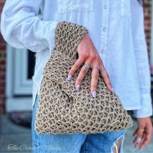 Japanese Knot Bag Crochet Pattern PDF, Easy Crochet Purse Pattern, Textured Stitch Tote Tutorial, Coco Knot Bag Instant Download image 2