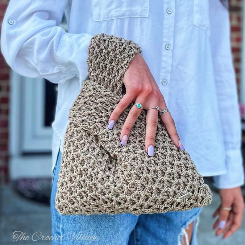 Japanese Knot Bag Crochet Pattern PDF, Easy Crochet Purse Pattern, Textured Stitch Tote Tutorial, Coco Knot Bag Instant Download image 2