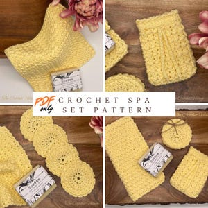 Buttercup Crochet Spa Set Pattern – Washcloth, Soap Saver & Face Scrubbies – Bath Gift PDF Bundle