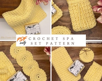 Buttercup Crochet Spa Set Pattern – Washcloth, Soap Saver & Face Scrubbies – Bath Gift PDF Bundle