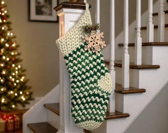 Oversized Crochet Christmas Stocking Pattern | Bulky Yarn | Wintergreen Holiday Decor (PDF Pattern)