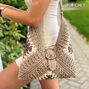 Granny Square Crochet Bag Pattern. Modern Crochet Purse Pattern. Crochet Tote Bag Pattern. Handmade Shoulder Bag.Crochet Gift // Vicki Bag.