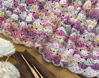 Easy Reversible Crochet Blanket Pattern | Vintage Afghan Throw | Any Size Meadow Pattern | PDF Download