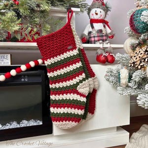 Christmas Stocking Crochet Pattern | Classic Large Holiday Decor | North Pole Stocking | Instant Download PDF