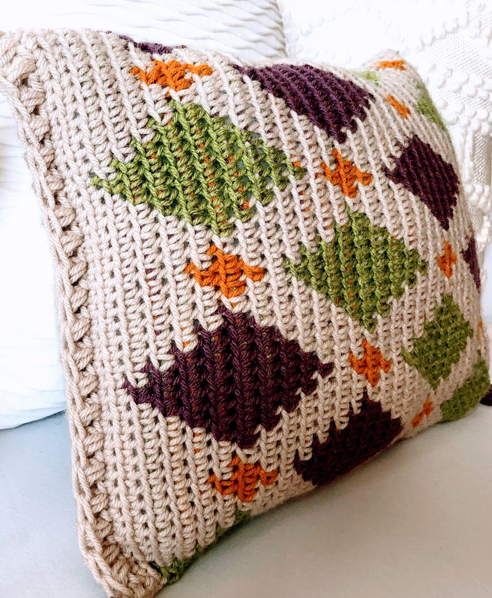 Crochet throw pillow pattern Bombay accent pillow cover Etsy