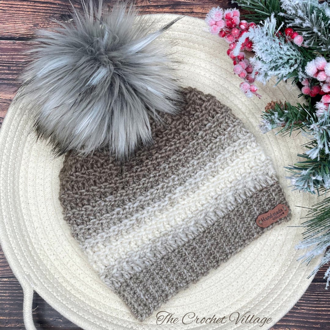 Easy Crochet Hat Pattern PDF | Winter Lodge Ribbed Beanie | Bottom up ...