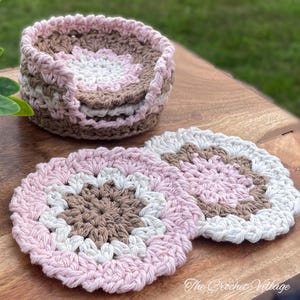 Crochet Coaster and Holder Set Pattern. 2-in-1 Bundle. Crochet Gift Idea. Textured Coasters for Beginners// Magnolia Coasters and Holder set