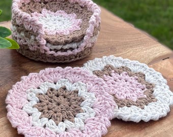 Crochet Coaster Pattern PDF | Easy Magnolia Textured Set | 2-in-1 Table Bundle | Coaster & Holder Pattern