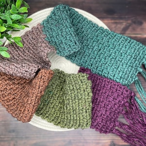 The Vineyard Scarf Crochet Pattern. Crochet Scarf with Fringe. Easy Crochet Scarf. Crochet Winter accessories. Crochet Gift for Her.