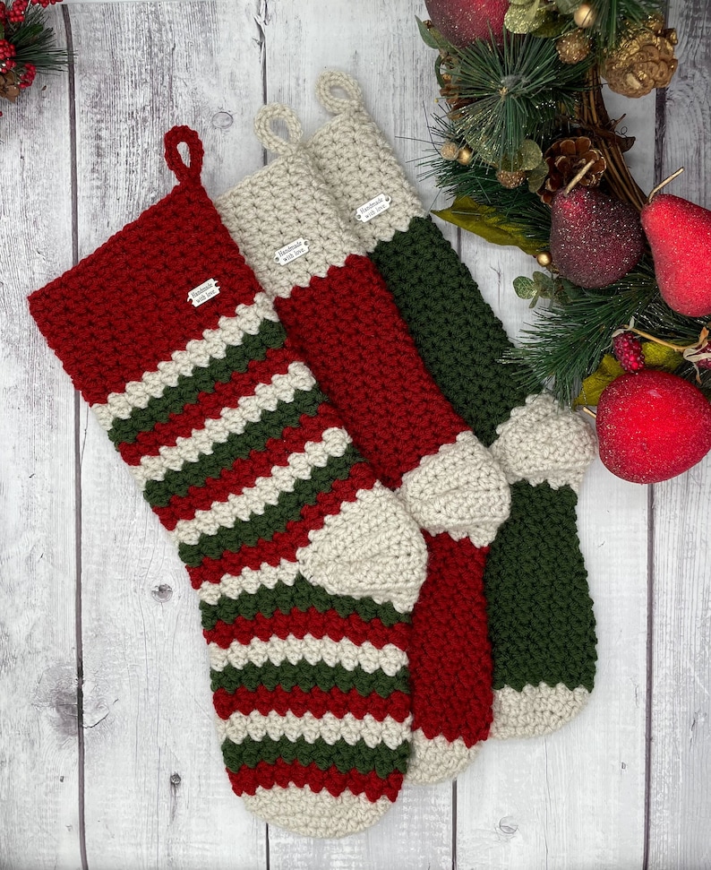 North Pole Christmas Stockings Crochet Pattern. Oversized Stocking crochet. Holidays Décor. Christmas Gifts Crochet. Easy Crochet Pattern image 2