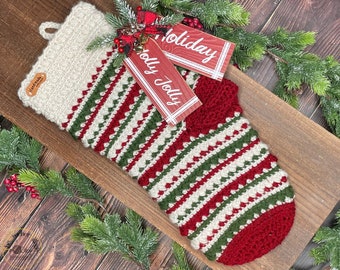 Noel Crochet Christmas Stockings Pattern. Oversized Textured Stocking. Handmade Holiday Décor. Christmas Gifts Crochet. Easy Crochet Pattern