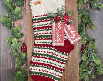 Crochet Christmas Stocking Pattern | Oversized Classic | Handmade Holiday Decor DIY PDF | Noel Stocking