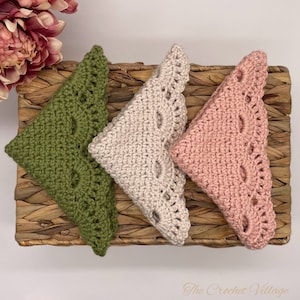 Crochet Washcloth Pattern. Handmade Eco-Friendly Reusable Bath Washcloth. Washcloth Set With Lacy Border. Crochet Gift// Ambrosia Washcloth