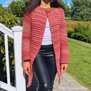 Rubi Cardigan Crochet Pattern. Top Down Crochet Cardigan Pattern. Crochet Raglan Sweater. Beginner Crochet Raglan Cardigan. Sizes XS-2XL