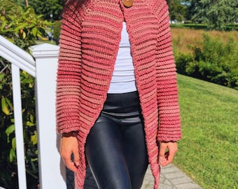 Rubi Crochet Cardigan Pattern | Easy Top Down Raglan | Sizes XS-2XL | Beginner Sweater | PDF Download