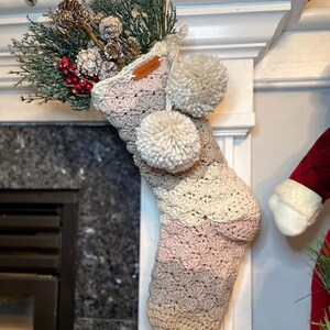 Snowball Christmas Stockings Crochet Pattern. Holidays crochet gift. Christmas crochet décor. Oversized and textured Crochet Stockings. image 5