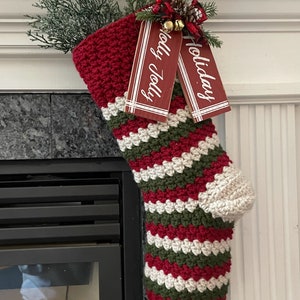 North Pole Christmas Stockings Crochet Pattern. Oversized Stocking crochet. Holidays Décor. Christmas Gifts Crochet. Easy Crochet Pattern image 3