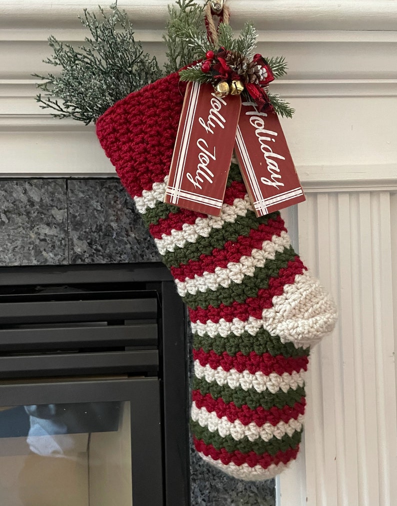 North Pole Christmas Stockings Crochet Pattern. Oversized Stocking crochet. Holidays Décor. Christmas Gifts Crochet. Easy Crochet Pattern image 3