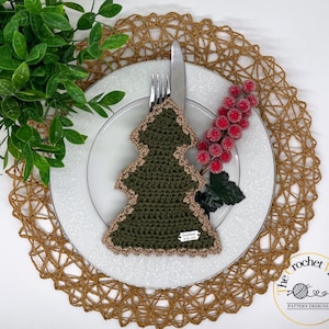 Noel's Silverware Holder Crochet Pattern. Christmas Tree Cutlery Holder pattern. Christmas Décor Crochet Pattern.