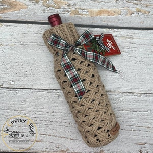 Nordic Crochet Wine Bottle Cozy Pattern. Bottle Holder, Bottle Tote, Bottle Carrier, Bottle Cover Bottle Bag, Christmas Crochet Gift For Him