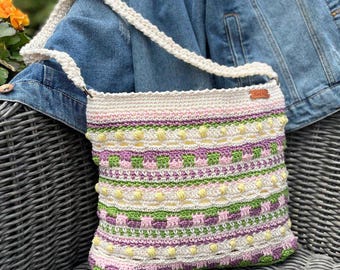 Delilah Bag Crochet Pattern. Crochet Handbag. Crochet Scraps Yarn Tote, Crochet Shoulder Bag. Crochet Summer Purse. Crochet Cross-Body Bag