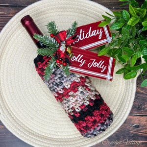 Crochet Wine Bottle Holder Pattern. Crochet Wine Carrier. Crochet Bottle Cover. Crochet Wine Tote Bag. Crochet Wine Cozy. Christmas Gift.